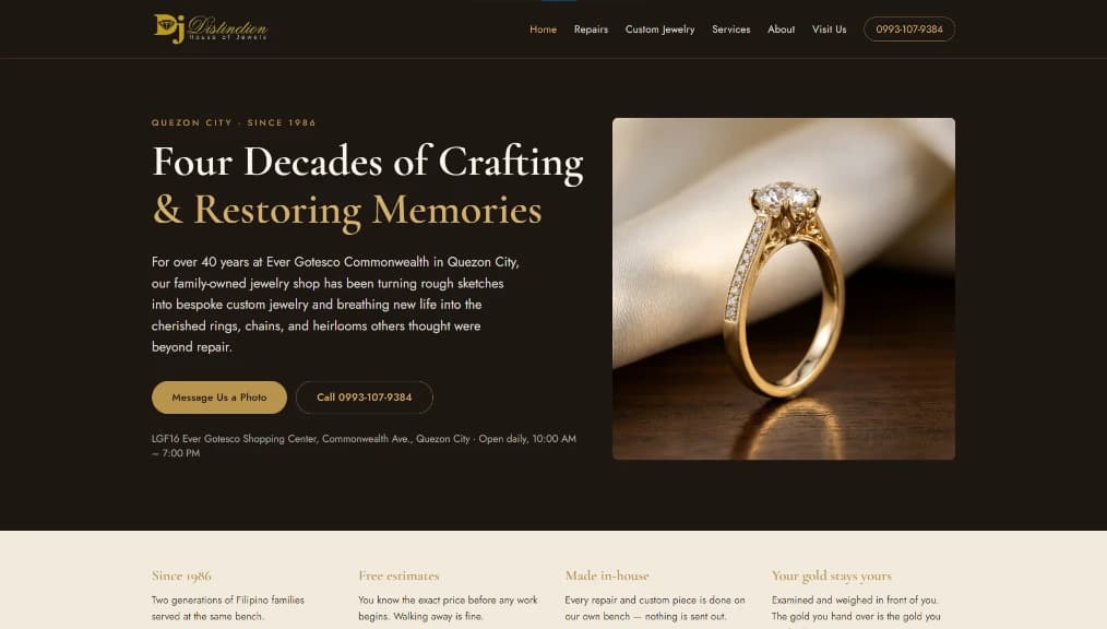 Distinction House of Jewels bespoke fine jewelry website preview