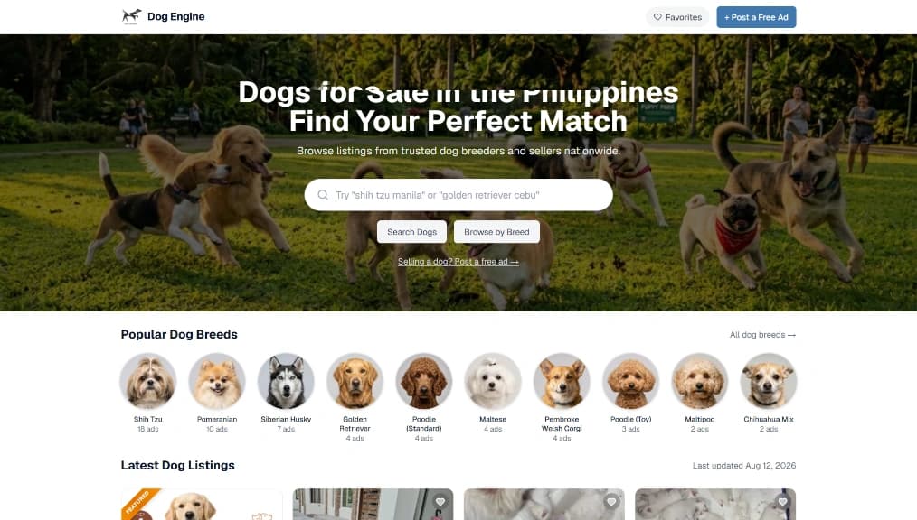 DogEngine Pet Marketplace and Breeder Directory website preview